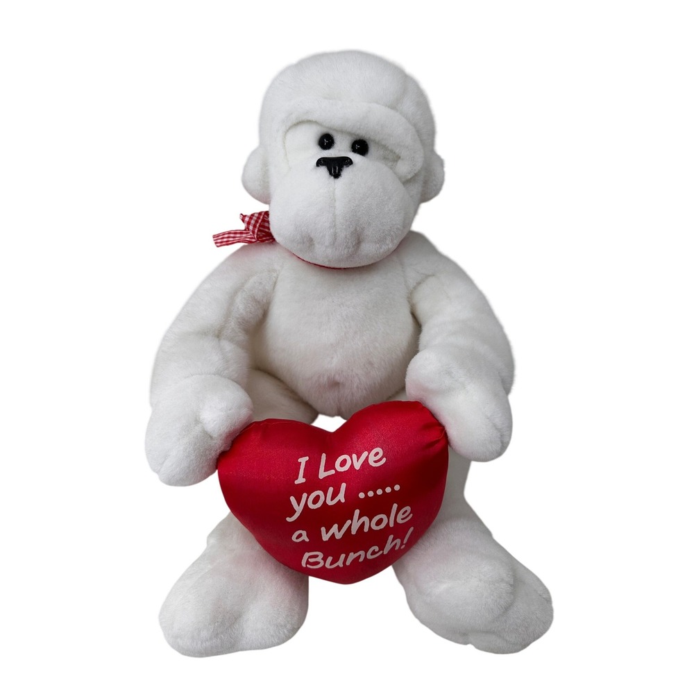 Carlton Cards Plush White Gorilla Heartwarmers Love‎ You Whole Bunch Toy 8 inch